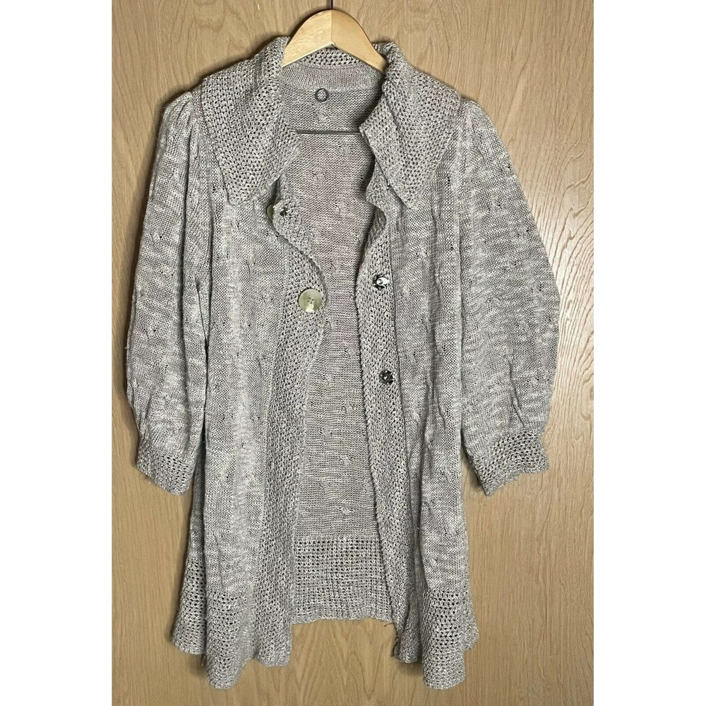 One girl who Anthro Anthropology button up Knit Sweater cover up layer